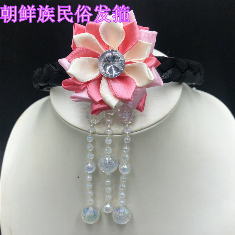 South Korea's new Korean Hanbok headdress headband colorful ribbon rhinestone hair accessories children's national dance accessories