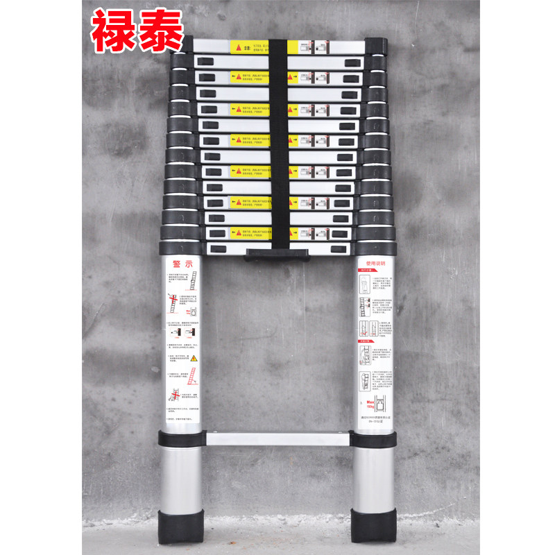 Thickened aluminium alloy bamboo joint lift telescopic ladder shrink ladder electrician portable one-word ladder loft with straight ladder engineering single ladder