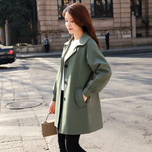 Плащ, длинная хаки демисезонная куртка, коллекция 2021, средней длины, подходит для подростков