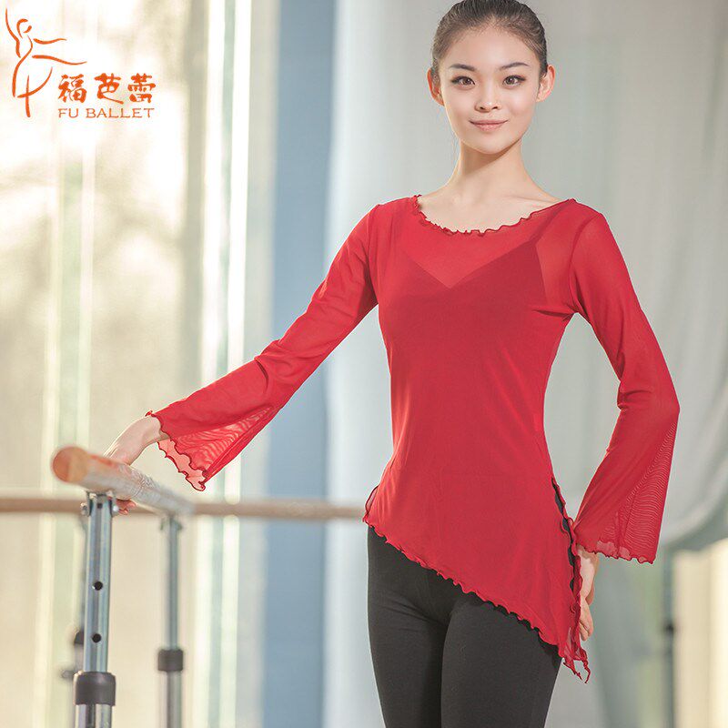 Dance Suit Ballet on the Dress Rehearsace Woman Long Sleeve Tennis Coat Horn Cuff Bodysuit Latin Dance Square Dance Suit