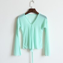 Dance clothes Mesh adult tops Practice clothes Body dance gymnastics clothes Ballerina gauze clothes Long sleeves