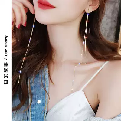 2019 new ultra-long 925 silver needle tassel earrings female net red temperament personality wild earrings earrings earrings earrings trend