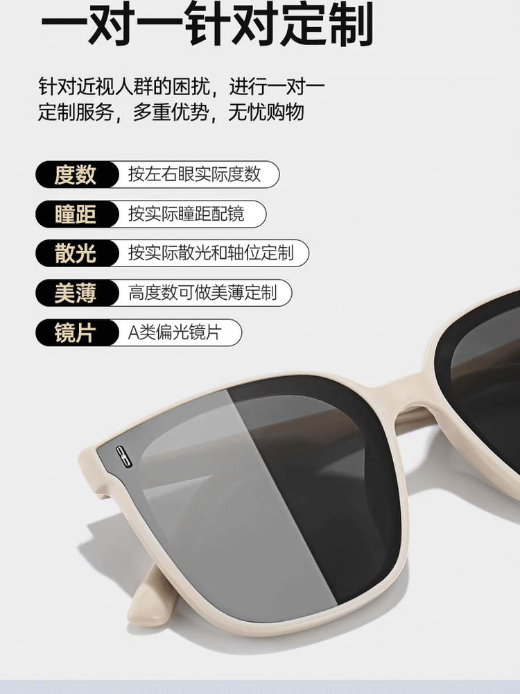 Gm Prescription Sunglasses for Women, Suitable for Square and Round Faces, Uv Protection, Polarized White Sunglasses for Driving