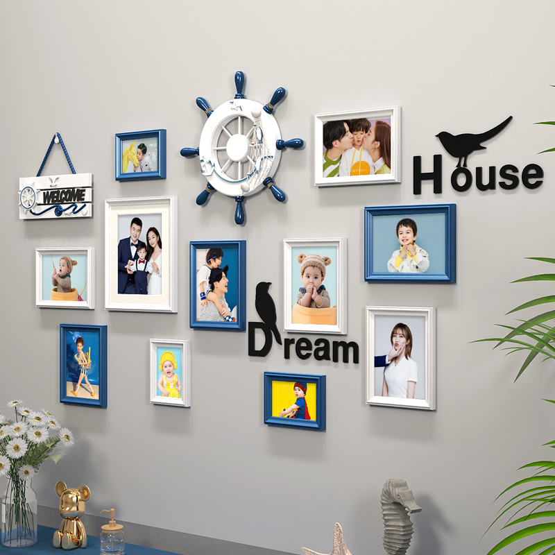 Photo Wall Frame Combination Baby Wall Hanging Decoration No-Drill Wall Photo Album Wall Creative Wall Children's Photo Wall