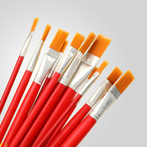 Brush Flowers Nylon Oil Paintbrush Red Rod Water Powder Watercolor Pen Brush Fine Art Propylene Paint Platoon 12 Sleeves