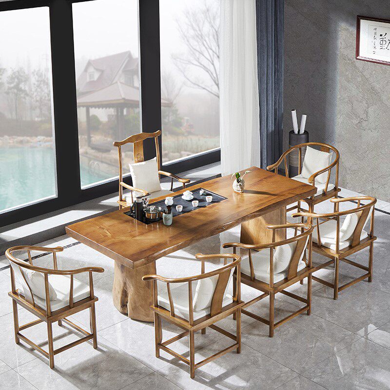 Office Gongfu Tea Desk solid wood Tea table and chairs Composition New Chinese meditation Grand plate Tea table tea table Set of tea sets