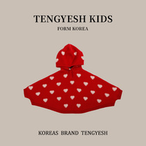 Korean TENGYESH baby cloak autumn and winter newborn baby girl cloak going out windproof full moon knitted small shawl