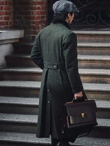 Классическая сверхдлинная демисезонная шерстяная школьная мужская куртка