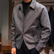 Classic A2 bomber jacket American vintage wool salt and pepper fish bone pattern tweed Ami Kar jacket man