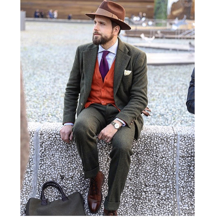 Cardigan classic retro gentleman layered wear Merino full wool knitted cardigan sweater jacket men