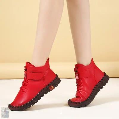 High top mom shoes 2020 autumn and winter soft bottom soft surface booties female velvet flat Martin boots