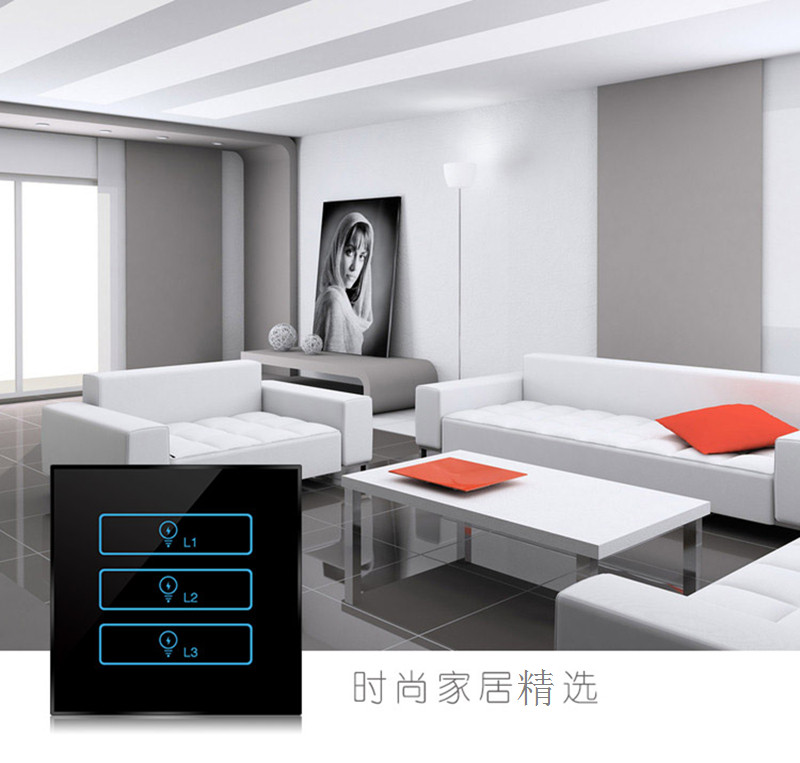 Smart Home RS485 Network switch MODBUS light controller three-bit touch wall 86 bath master panel