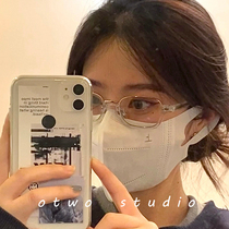 Retro small face transparent glasses myopia half-frame plain glasses frame female Korean version of tide Net red ins Wind male has degree