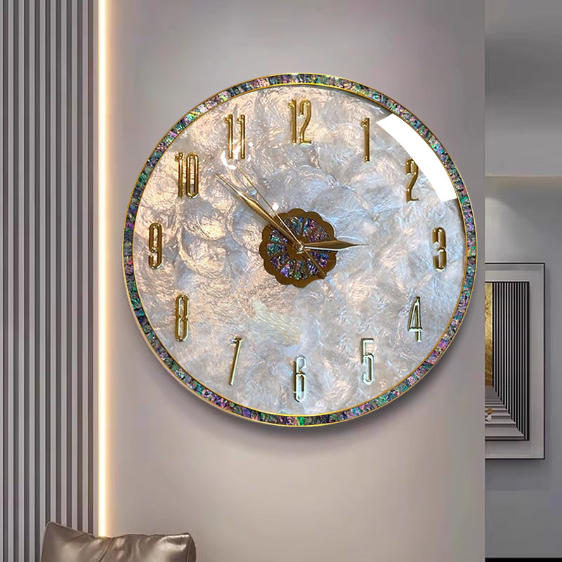 Net red light extravagant shell hanging bell 2023 new living room home creative timepiece modern minimalist atmosphere hanging wall clock-Taobao