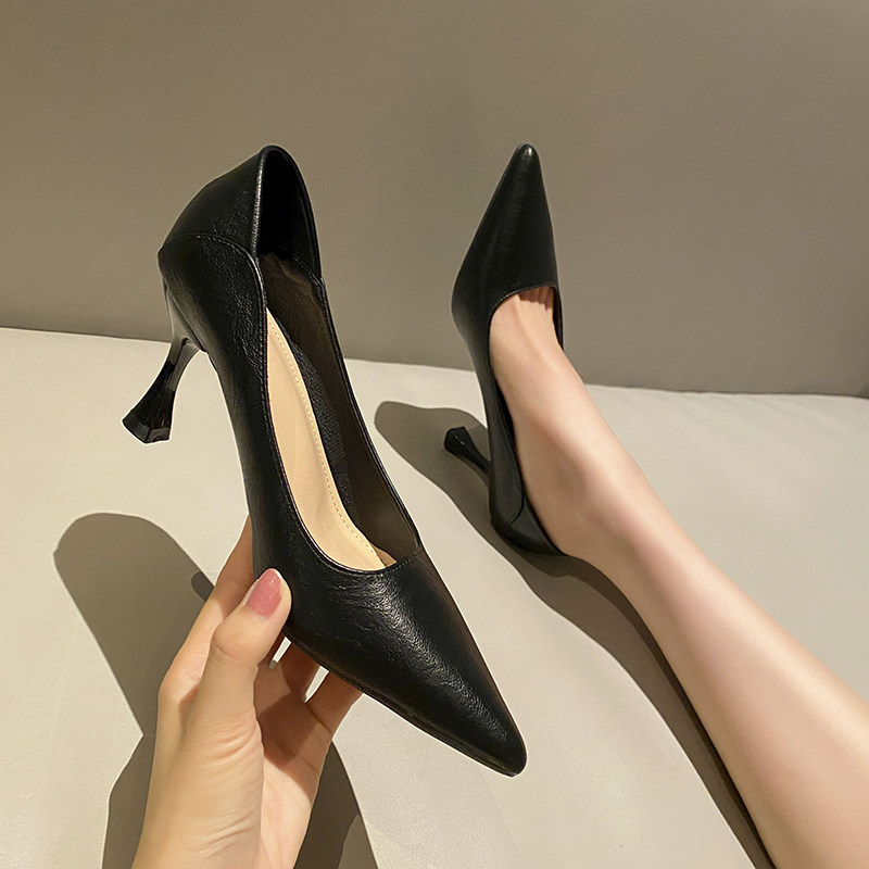 Not tired feet high heels stiletto 2022 new professional black single shoes spring and autumn work moccasins women's shoes summer
