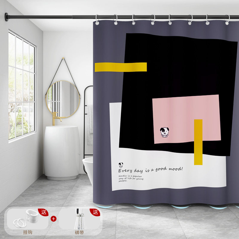 BATHROOM BATH CURTAIN PARTITION WINDOW JAPAN SUIT FREE OF PUNCH AND WATERPROOF CLOTH MILDEW THICKENED BATH DRESSING ROOM HANGING CURTAIN DOOR CURTAIN