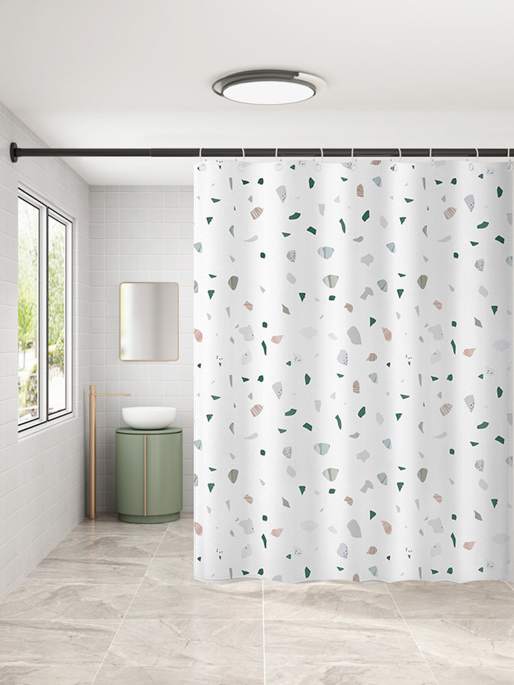 Powder room shower curtain Waterproof cloth set Bathroom free punch curtain mildew curtain hanging curtain Bath water barrier partition window