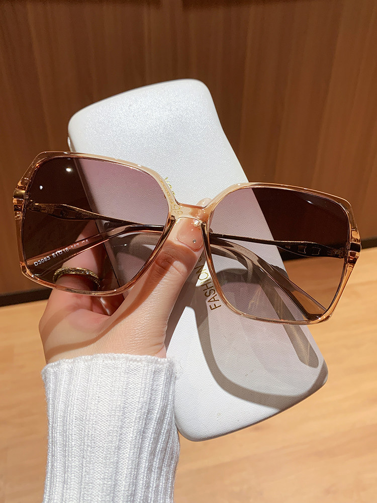 New Fashionable High-End Large-Frame Sunglasses for Women, Gradient Transparent, Small Face-Friendly, Anti-Uv Polarized Sunglasses, Sun Protection