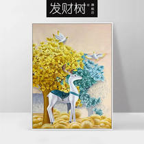 Fa fortune tree European porch hand-painted oil painting handmade custom oil painting American restaurant light luxury decorative painting Elk