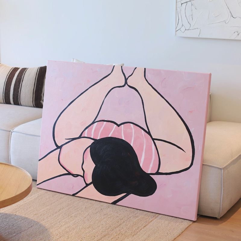 Oil Canvas """"Lining It’S so Good"" Ten Yuan Nimei Original Hand-Painted Oil Painting Acrylic Painting Living Room Bedroom Decorative Painting