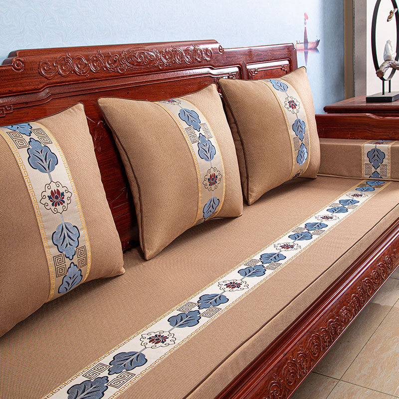 Mahogany sofa cushion new Chinese style solid wood solid color sofa cover chair cushion thickened back sponge cushion brown cushion custom