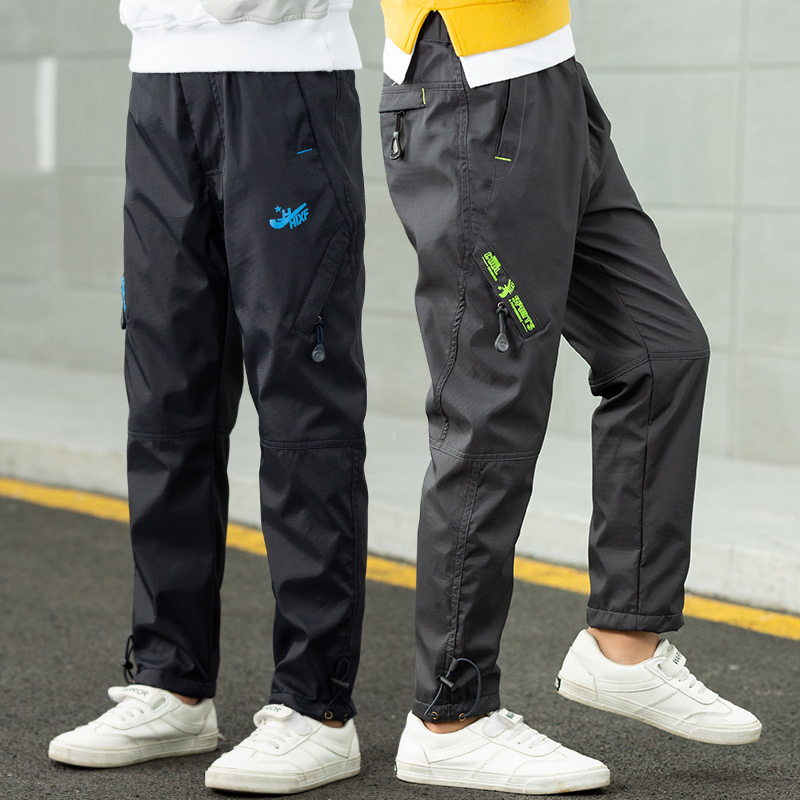 Boys' autumn and winter style autumn quilted sweatpants fat children middle and big children loose primary school students quick-drying assault pants thickened