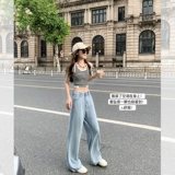 曾小咸 Тонкие джинсовые летние джинсы, штаны, высокая талия, свободный прямой крой