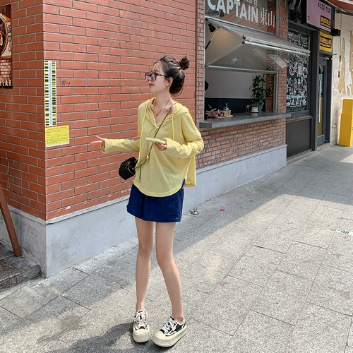 曾小咸 Летний комплект, тонкая толстовка с капюшоном, лонгслив, шорты, защита от солнца