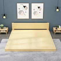 Solid Wood tatami 1 5 m bed frame 1 8m hard board pine wood 1 2 low bed waist protection single double floor bed without bedside