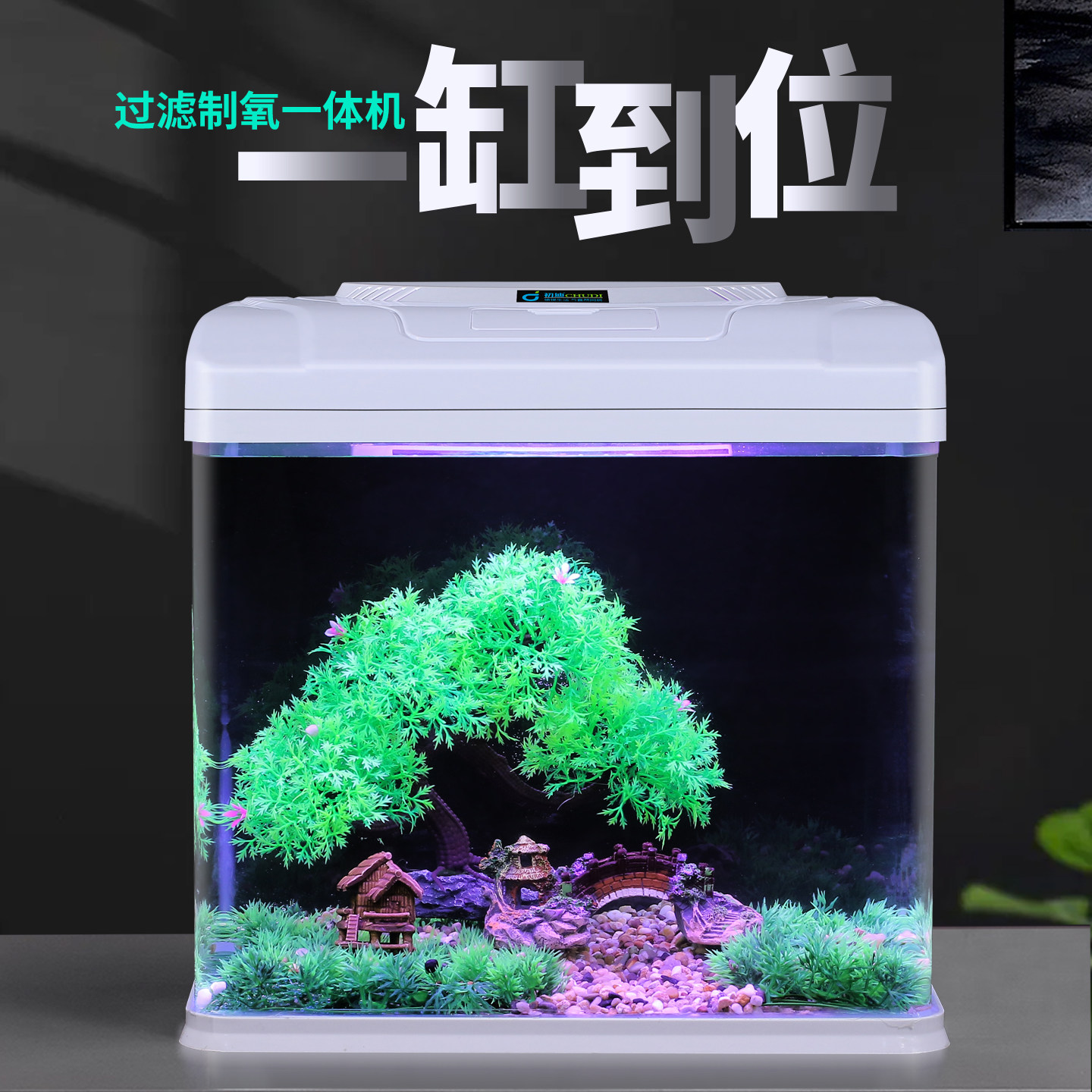 Chudi 2025 New Model Glass Goldfish Tank, Small Size for Living Room, Home Use, No Need to Change Water, Ecological Tank with Filtration and Oxygenation All-In-One Machine