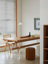 (Suspended large board table) cherry wood log acrylic long table solid wood Japanese customizable table Table Table Table Table table