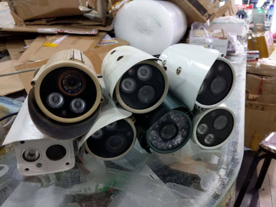 Scrap analog network camera, bad surveillance camera lens, scare thieves, disassemble accessories without power bracket