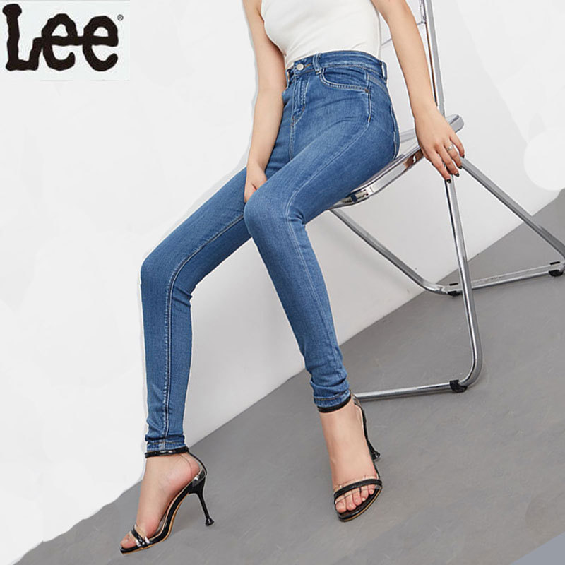 Lee Blue High-Waisted Jeans for Women 2025 Spring and Autumn New Tight-Fitting Stretchy Pencil Pants Cropped Pants