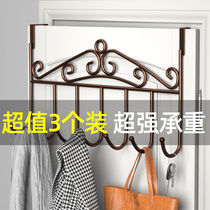 Door rear adhesive hook non-perforated wall hanger bedroom door upper hanger wall hanging storage rack clothes hat hook