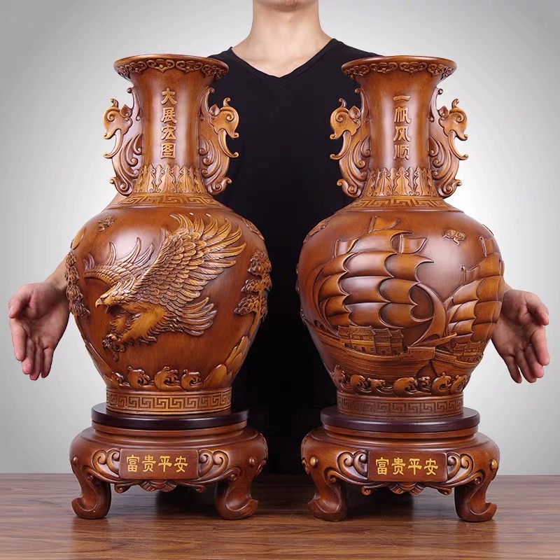 Vase swing in modern Chinese minimal home living room basalt TV cabinet decoration of new home gift