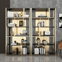 Modern shelf light luxury metal stainless steel bookshelf bookcase floor Nordic display rack living room partition rack