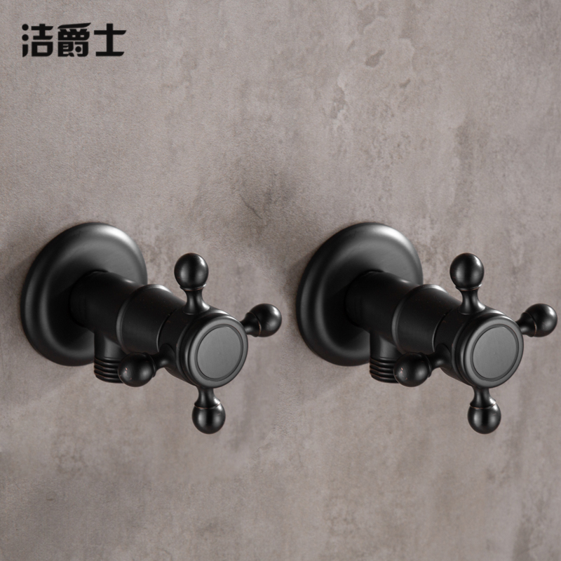European all copper black hot and cold thickened triangle valve Water stop valve Ceramic basin Vegetable basin Toilet water heater triangle valve