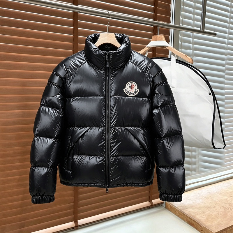 Mnoalac Men's Black Short down Jacket with Stand Collar, Warm and Versatile Puffer Coat, Winter Fashion Trend