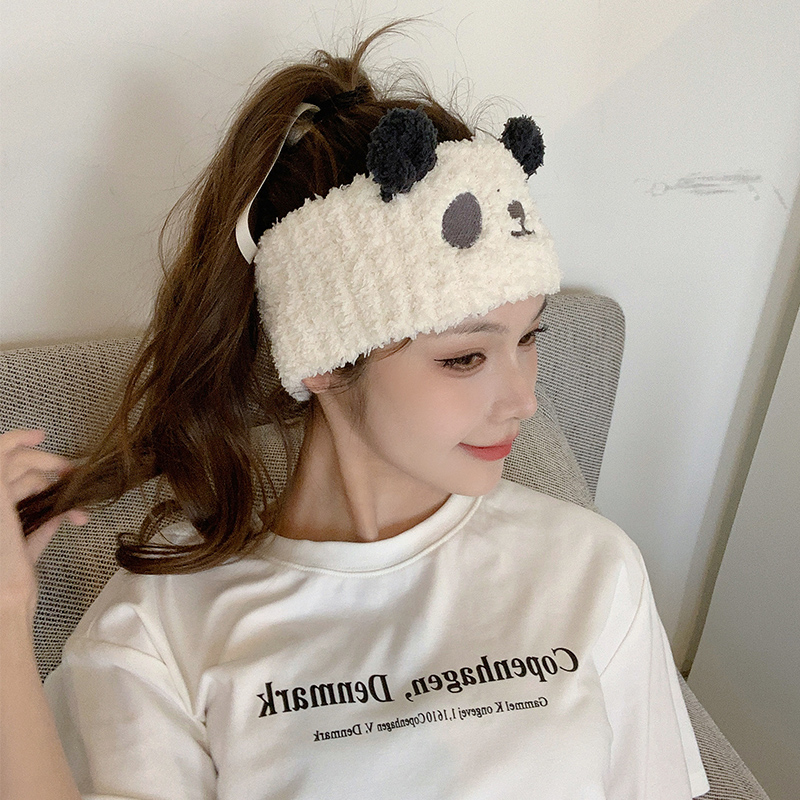 Fascia per capelli in peluche per lavare il viso, fascia larga per capelli con panda carino, fascia per capelli con pressione, fascia per capelli Yuezi_voghion.com