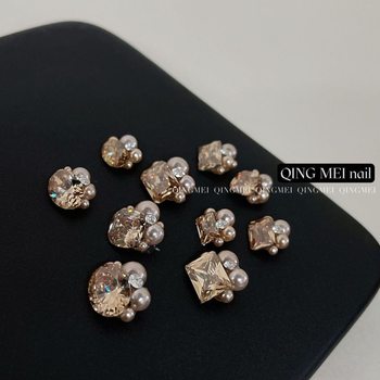 Yingying manicure champagne zircon bottomless diamond pile super flash atmosphere high quality explosive pearl multi-faceted diamond ball