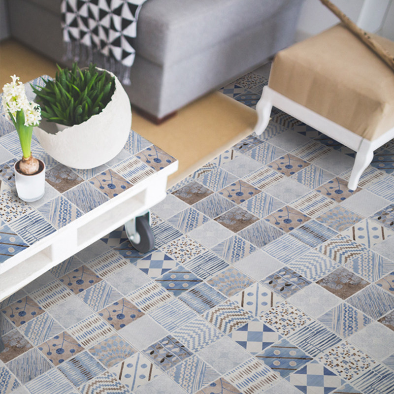 Mediterranean tiles blue plaid small flower tiles 300x300 balcony living room kitchen powder room wall tiles floor tiles
