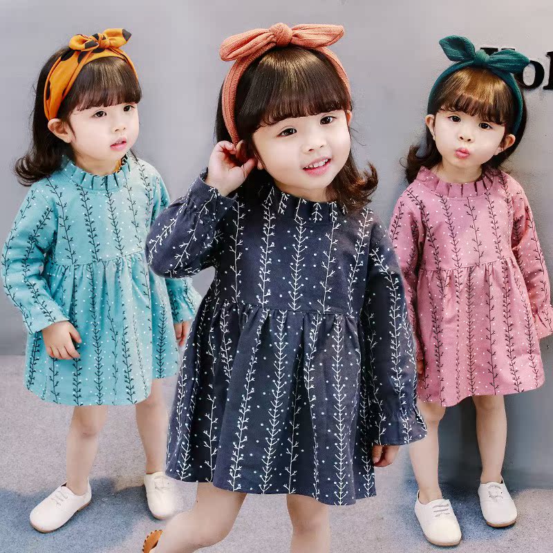 Quần áo trẻ em nữ dài tay mùa xuân và mùa thu hoa ngọt ngào váy bé gái búp bê - Khác quần áo em bé