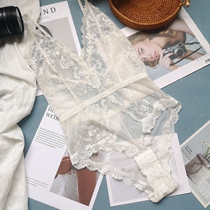 Little Finn lace one-piece sexy transparent mesh dress womens European and American sling conjoined underwear without steel ring