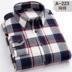 áo sơ mi kẻ sọc Hàn Quốc phiên bản bông dài tay mùa xuân và mùa thu bông nam wooled flannel trung niên cha áo nam 