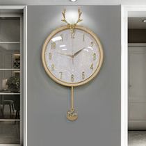Nordic deer head wall clock light luxury clock Wall modern atmospheric clock decoration living room simple home Bell decoration fashion