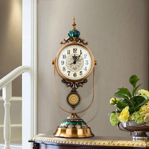 European-style clock home living room clock retro clock light luxury ornaments mechanical desktop table pendulum clock American table clock
