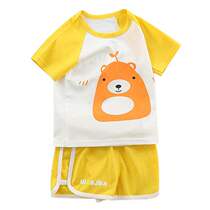 All-cotton Age Children Two suit boys Summer Girls Summer Girls Summer Baby Short Sleeve Shorts Pure Cotton Kid Clothes