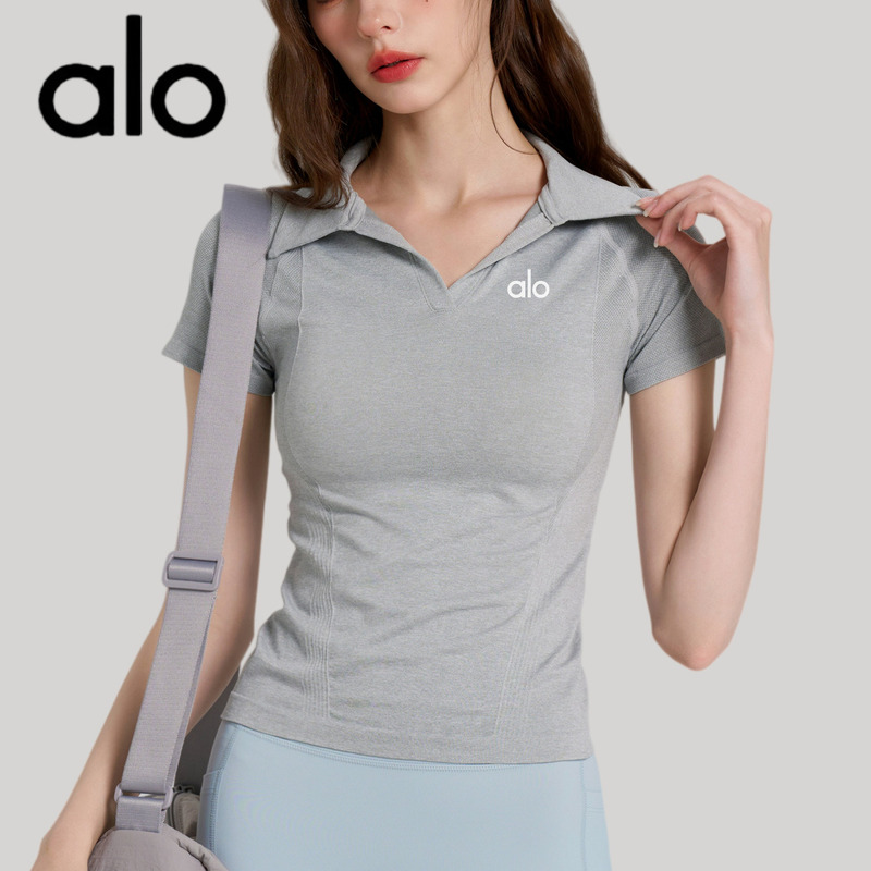 Aio Sports Short-Sleeved Polo Shirt for Women, Outdoor Tennis Wear, Slim Fit, Casual Fitness Running Top, Elastic T-Shirt for Summer Aio Sports Short-Sleeved Polo Shirt for Women, Outdoor Tennis Wear, Slim Fit, Casual Fitness Running Top, Elastic T-Shirt for Summer