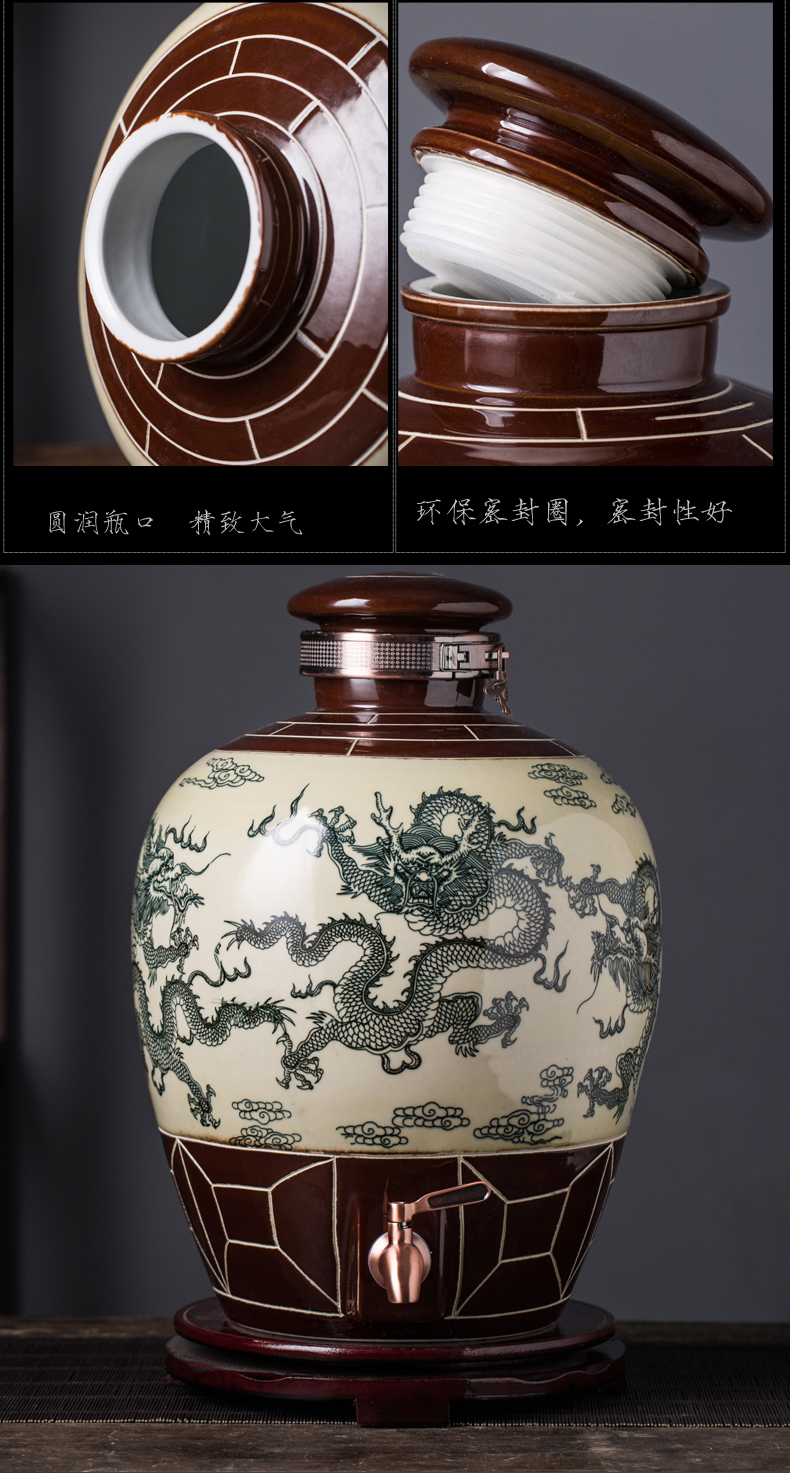 Jingdezhen ceramic jar household mercifully bottle cylinder 10 jins 30 jins 50 kg archaize seal hip flask wine jar