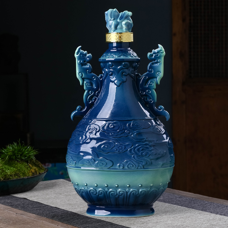 Jingdezhen ceramic jar 5 jins of an empty bottle pack enamel porcelain dragon hip household mercifully wine sealed it